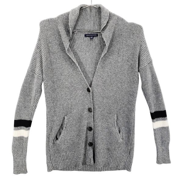 American Eagle Cardigan Womens Size XS Gray Long Sleeve Wool Blend Sweater Top - Picture 1 of 6